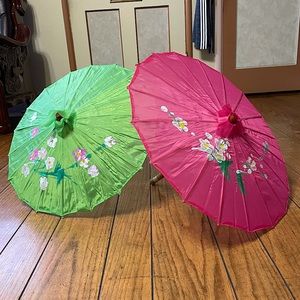 2 Classic Chinese Bamboo Paper Dance Umbrella